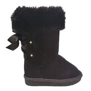 Jumping Beans Girls Black Slip on Boots with Bow Size 5 Toddler Winter Boots